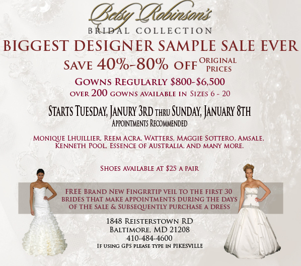 January Happenings at Betsy Robinson&#39;s Bridal Salon. Desktop Image